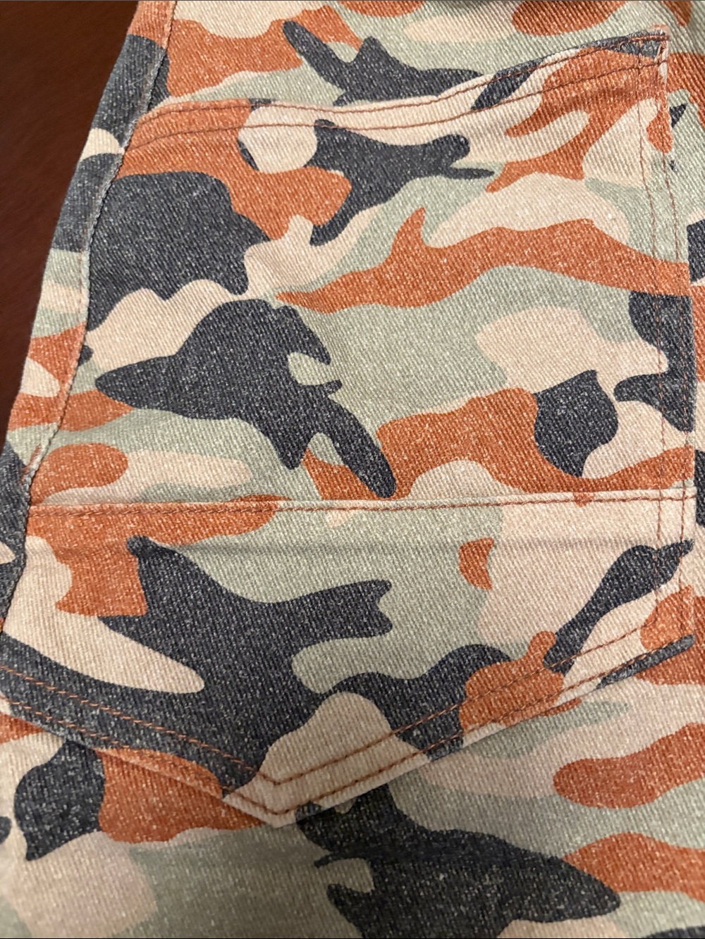 Women's Camouflage Drawstring Bermuda Shorts - Orange/Gray - Picture 4 of 9